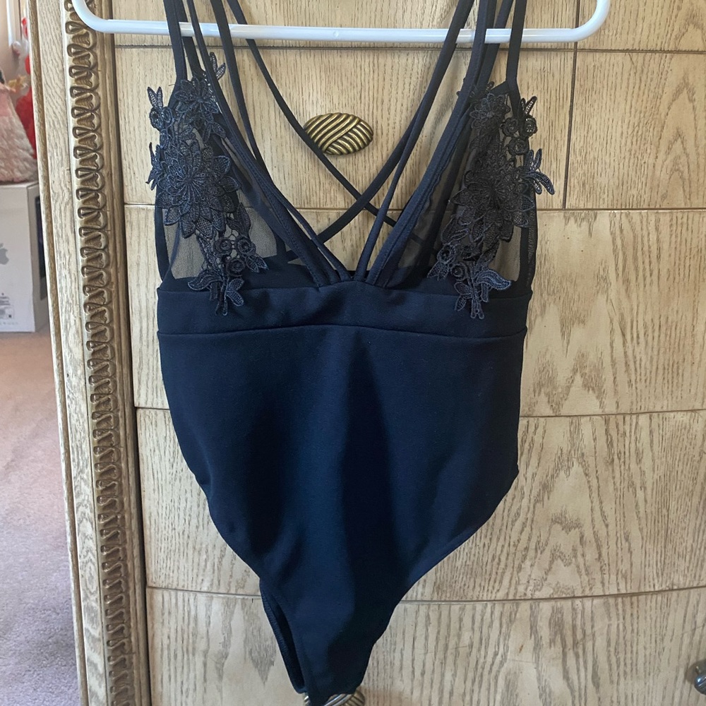 Boohoo lace crossover bodysuit size 8